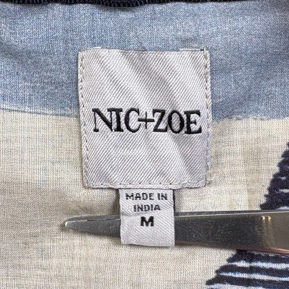 Nic + Zoe Geometric Print Cotton Button Up Shirt Women's M Patriotic Lightweight - Picture 8 of 13
